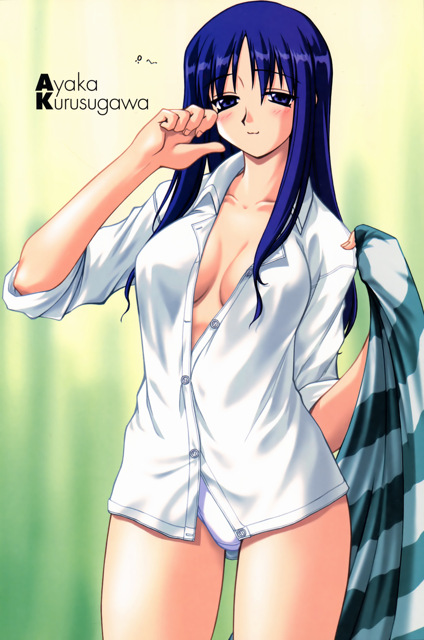 cleavage dress_shirt kurusugawa_ayaka no_bra open_shirt pantsu tagme to_heart