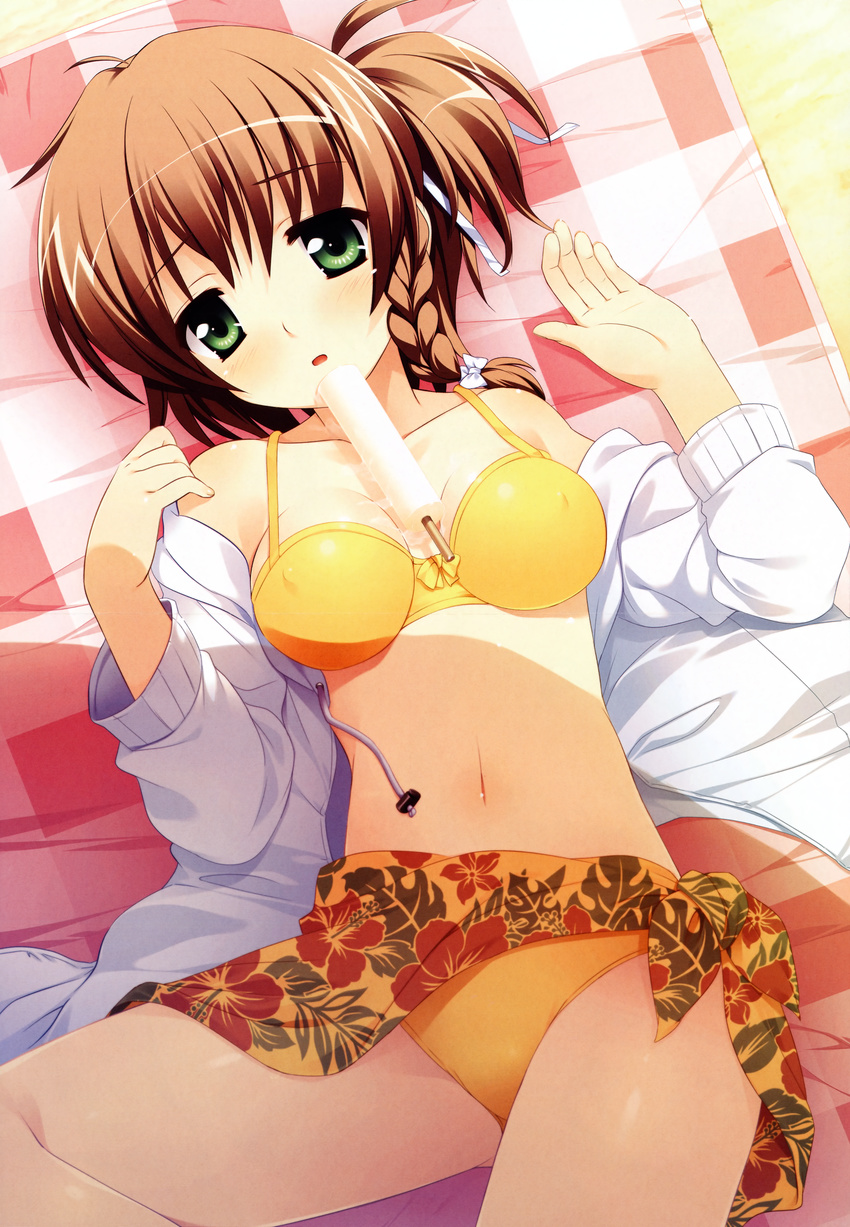 bikini crease double_dragon erect_nipples kikuchi_nanami mimi_wo_sumaseba mizugi open_shirt