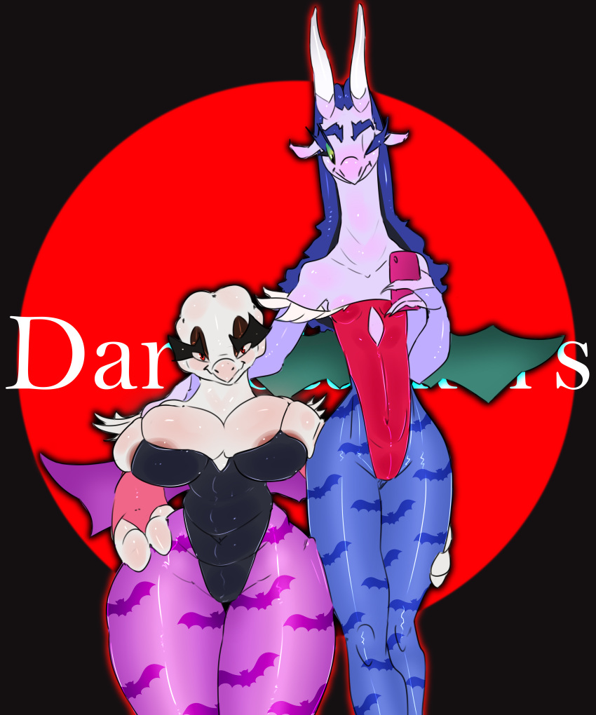 absurd_res anthro big_breasts bisamon bisamon_(oc) breasts capcom darkstalkers dragon duo female hi_res kobold mammal small_breasts