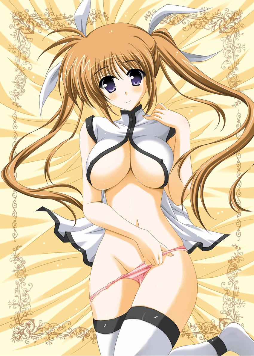 erect_nipples hatena-box mahou_shoujo_lyrical_nanoha mahou_shoujo_lyrical_nanoha_strikers oda_kenichi pantsu shitapai takamachi_nanoha thighhighs