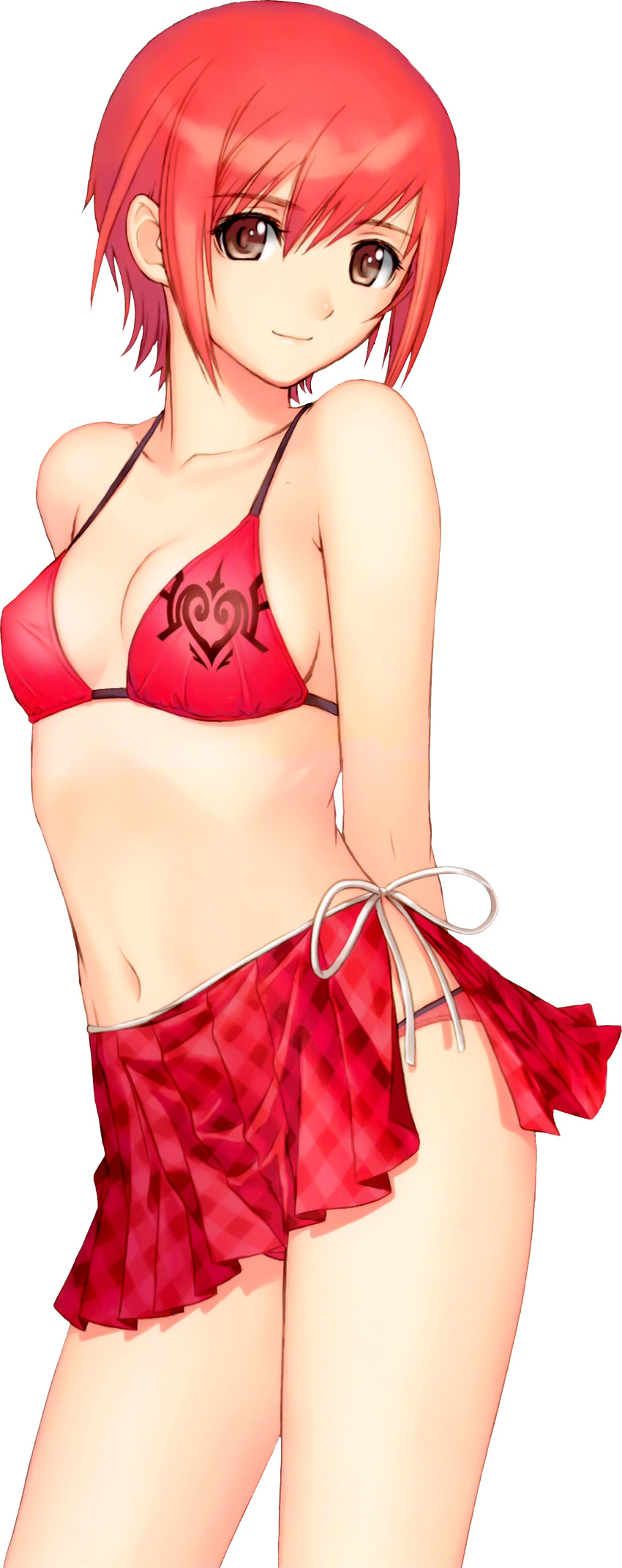 absurdres bikini brown_eyes high_res mizugi oppai red_hair seena_kanon shining_wind short_hair solo tony transparent_png