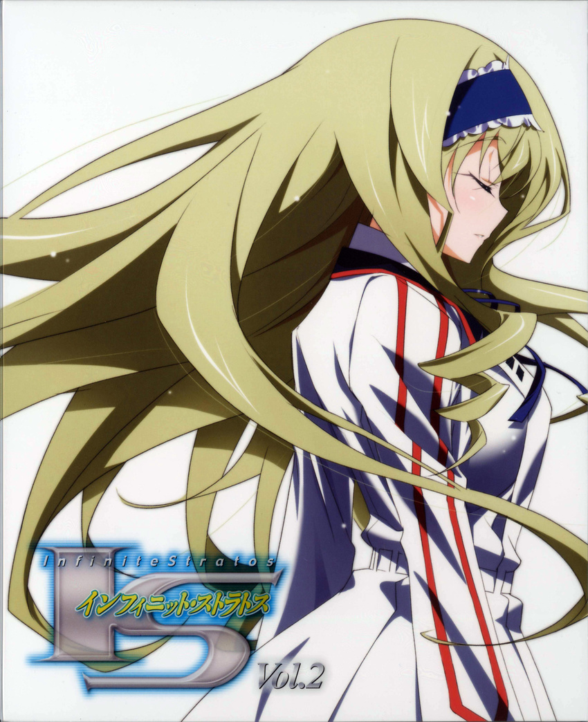 absurdres artist_request blonde_hair blu-ray_cover blue_hairband cecilia_alcott cover dvd_cover hairband highres infinite_stratos long_hair school_uniform solo