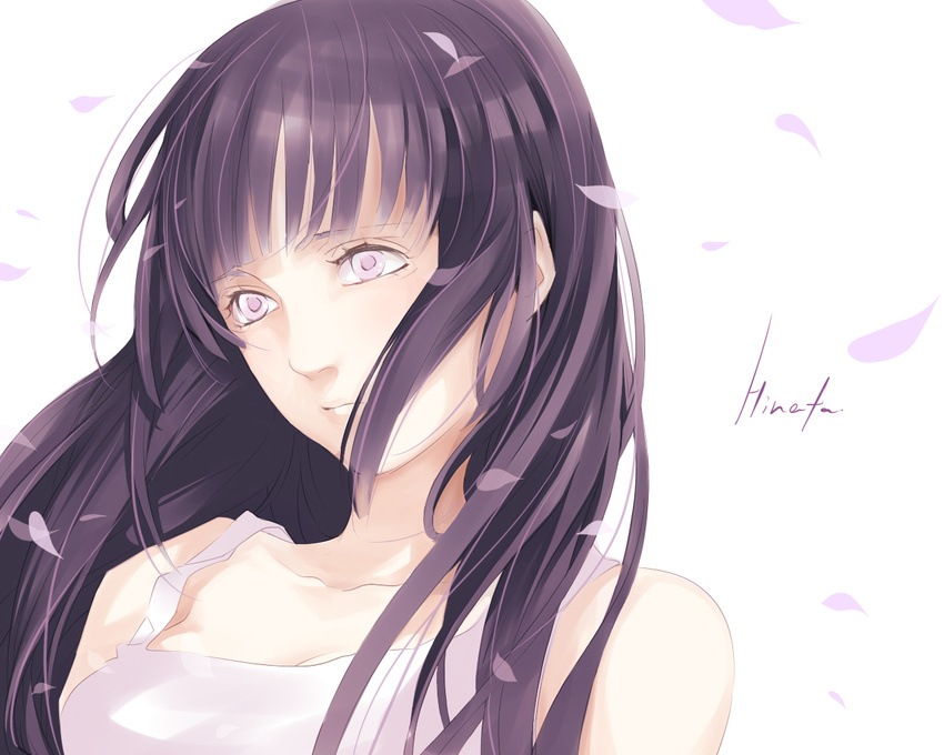 bad_id bad_pixiv_id expressionless hyuuga_hinata kazari_tayu long_hair naruto naruto_(series) petals purple_eyes purple_hair solo upper_body wallpaper