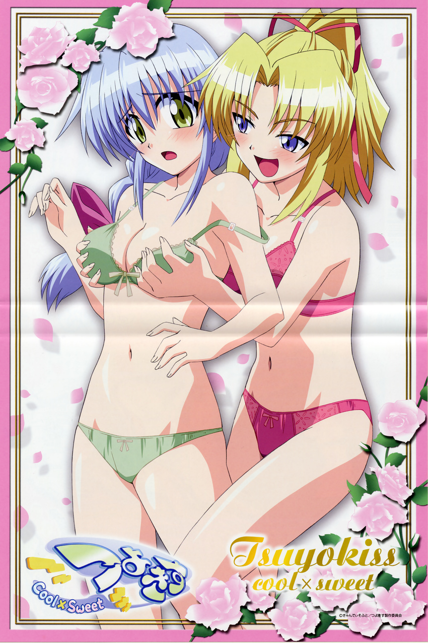 breast_grab dvd_cover kiriya_erika pantsu satou_yoshimi tsuyokiss yuri