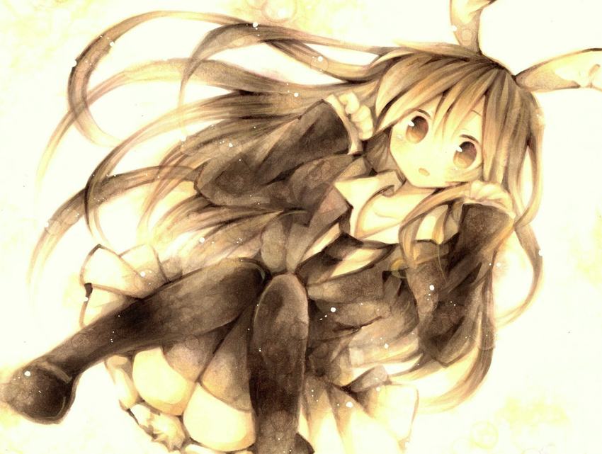 animal_ears arms_up bad_id bad_pixiv_id black_legwear blush bunny_ears bunny_tail business_suit formal long_hair necktie open_mouth reisen_udongein_inaba sepia sitting skirt solo suit tail thighhighs touhou upskirt wiriam07 zettai_ryouiki