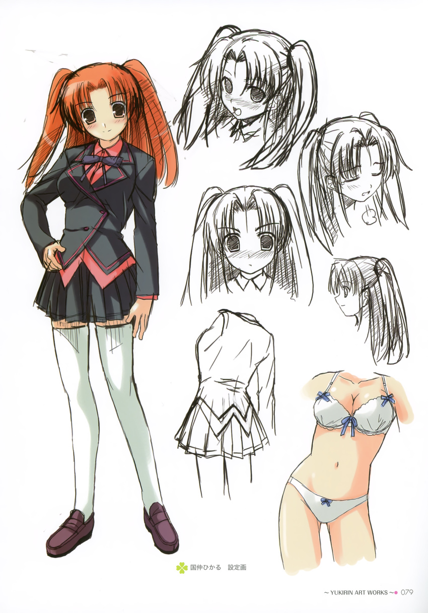 bra character_design pantsu school_uniform sketch thighhighs yukirin