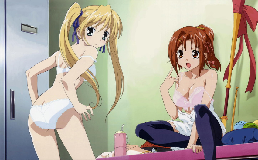 2girls bra happiness hiiragi_anri kamisaka_haruhi lingerie pantsu