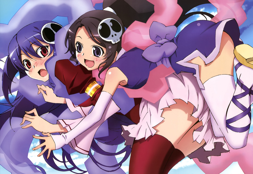 black_hair elsee_de_ruth_ima haqua_du_lot_herminium nyantype purple_eyes purple_hair red_eyes scan the_world_god_only_knows thighhighs