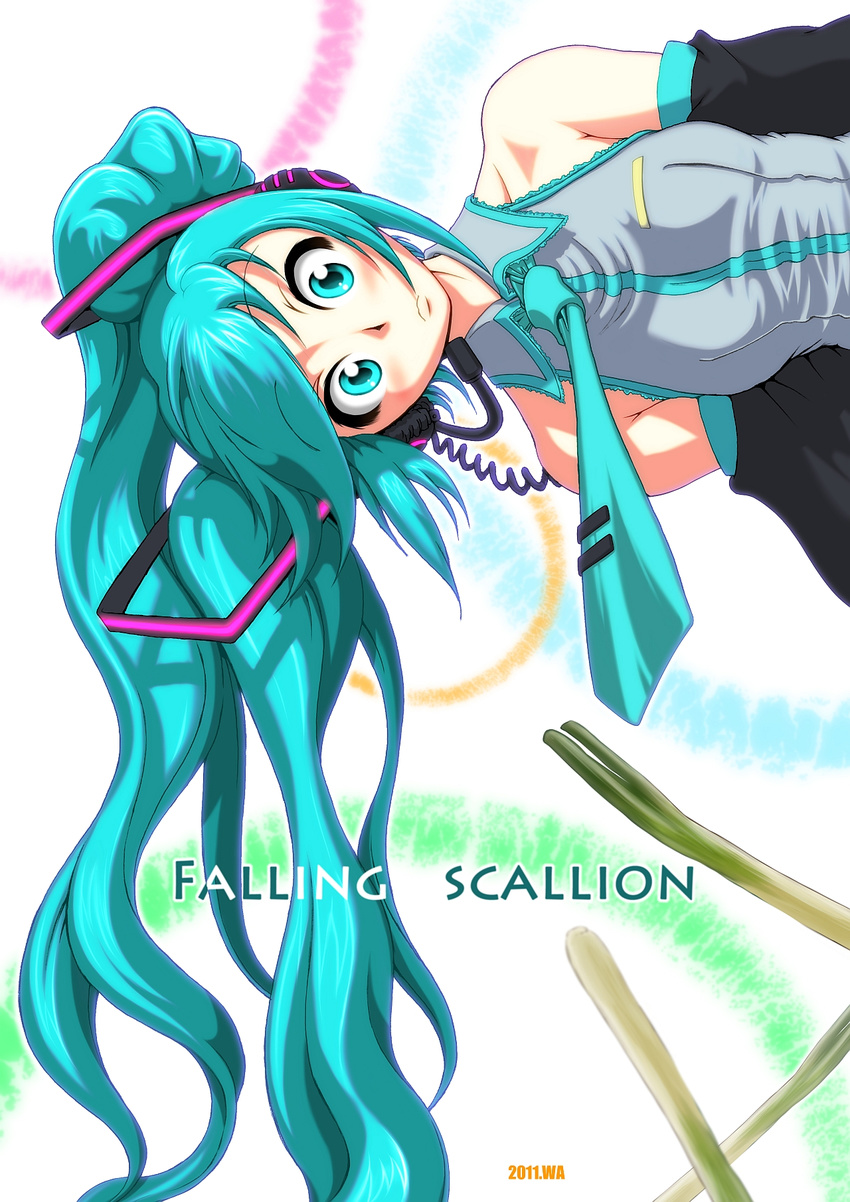 aqua_eyes aqua_hair bad_id bad_pixiv_id detached_sleeves gmbh hatsune_miku headphones headset highres long_hair necktie solo spring_onion twintails very_long_hair vocaloid