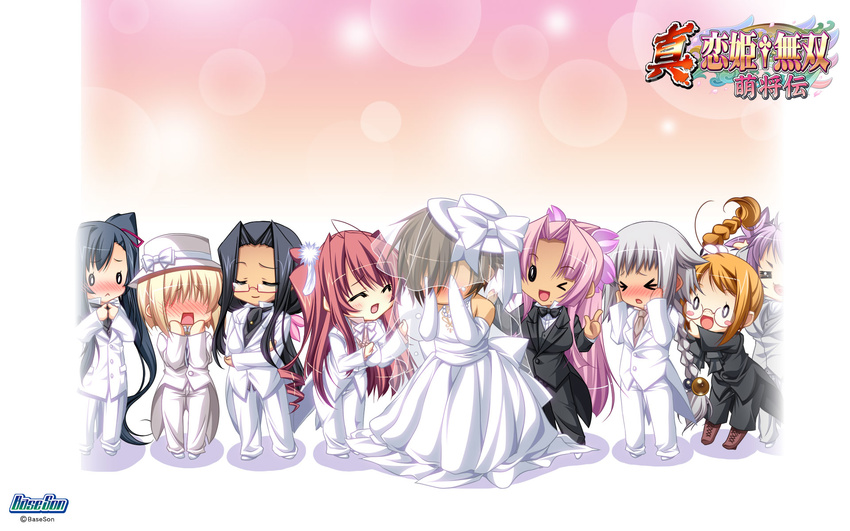 baseson chibi dress koihime_musou megane shin_koihime_musou wallpaper wedding_dress