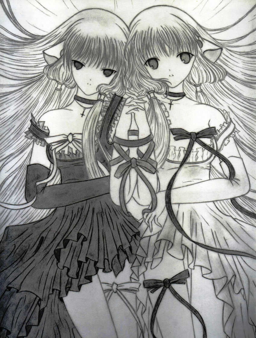 chii chobits dress freya monochrome sketch trace