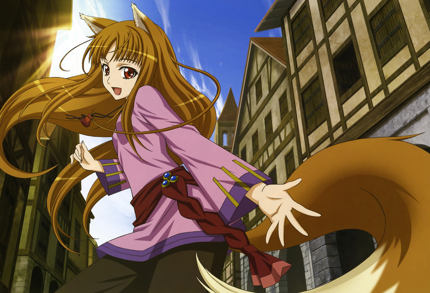 1girl absurdres animal_ears highres holo horo kemonomimi scanning_resolution shinohara_kenji spice_and_wolf tail