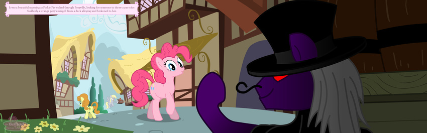 carrot_top_(mlp) cutie_mark derp derpy_hooves_(mlp) equine facial_hair female feral flamingo1986 friendship_is_magic fur hat horse male mammal mustache my_little_pony pegasus pink_fur pinkie_pie_(mlp) pony ponyville unknown_pony villain villainous wings