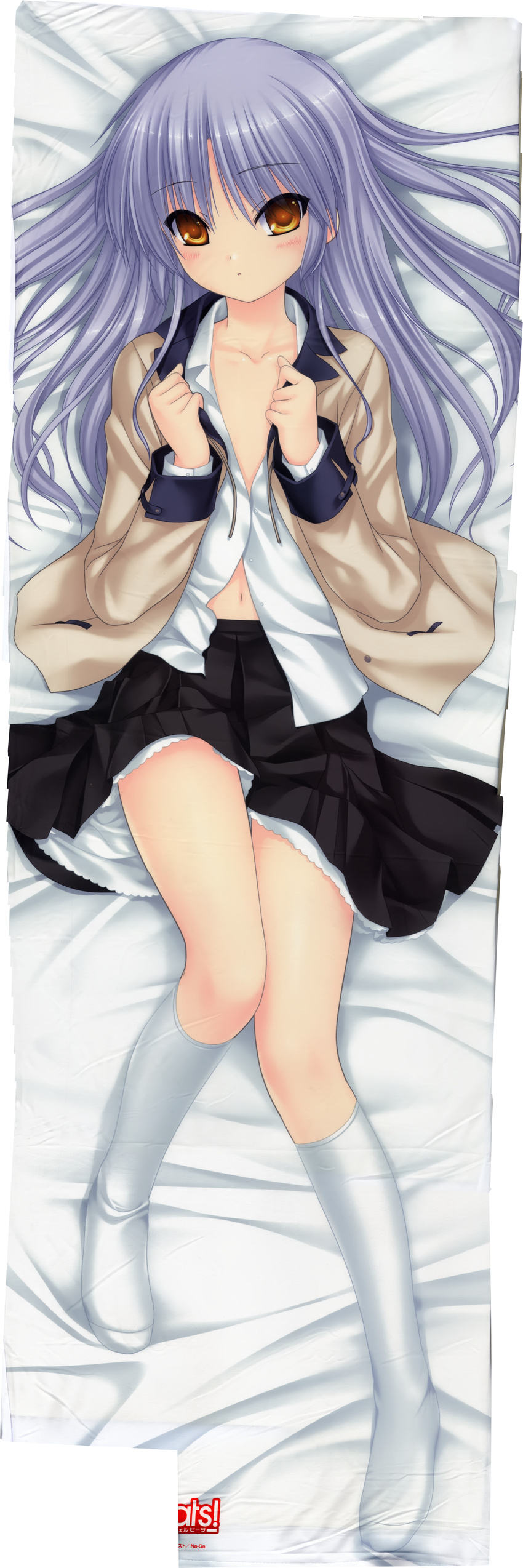 angel_beats! dakimakura na-ga open_shirt school_uniform tenshi thighhighs