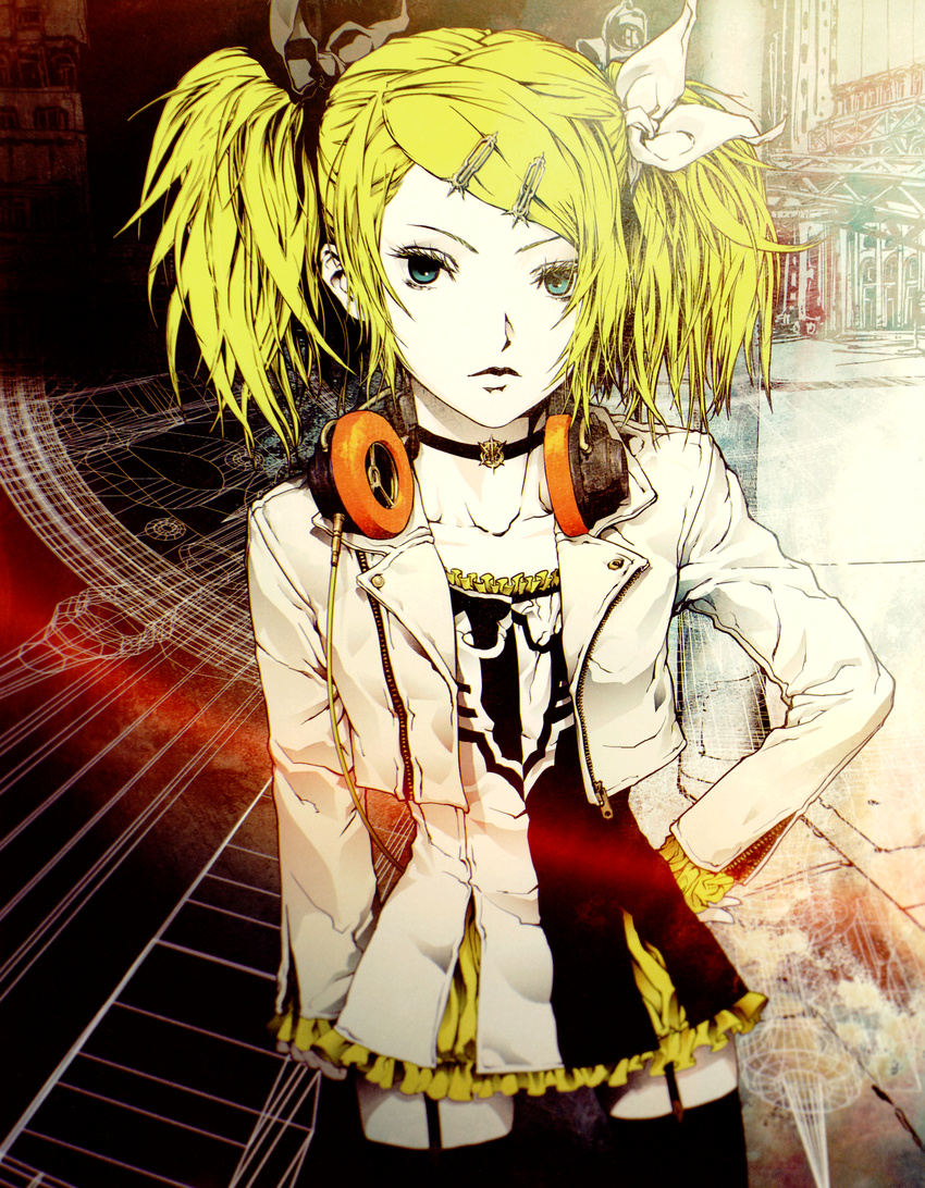 headphones kagamine_rin nagimiso nagimiso.sys stockings thighhighs vocaloid