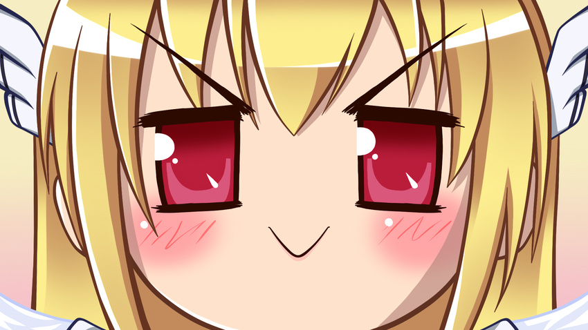 :&gt; astraea blonde_hair blush highres red_eyes sora_no_otoshimono