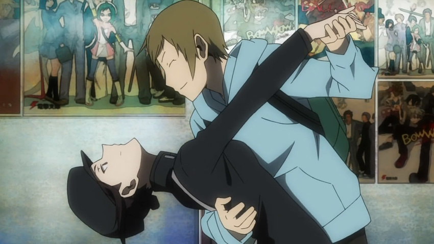 cap couple dancing durarara!! karisawa_erika yumasaki_walker