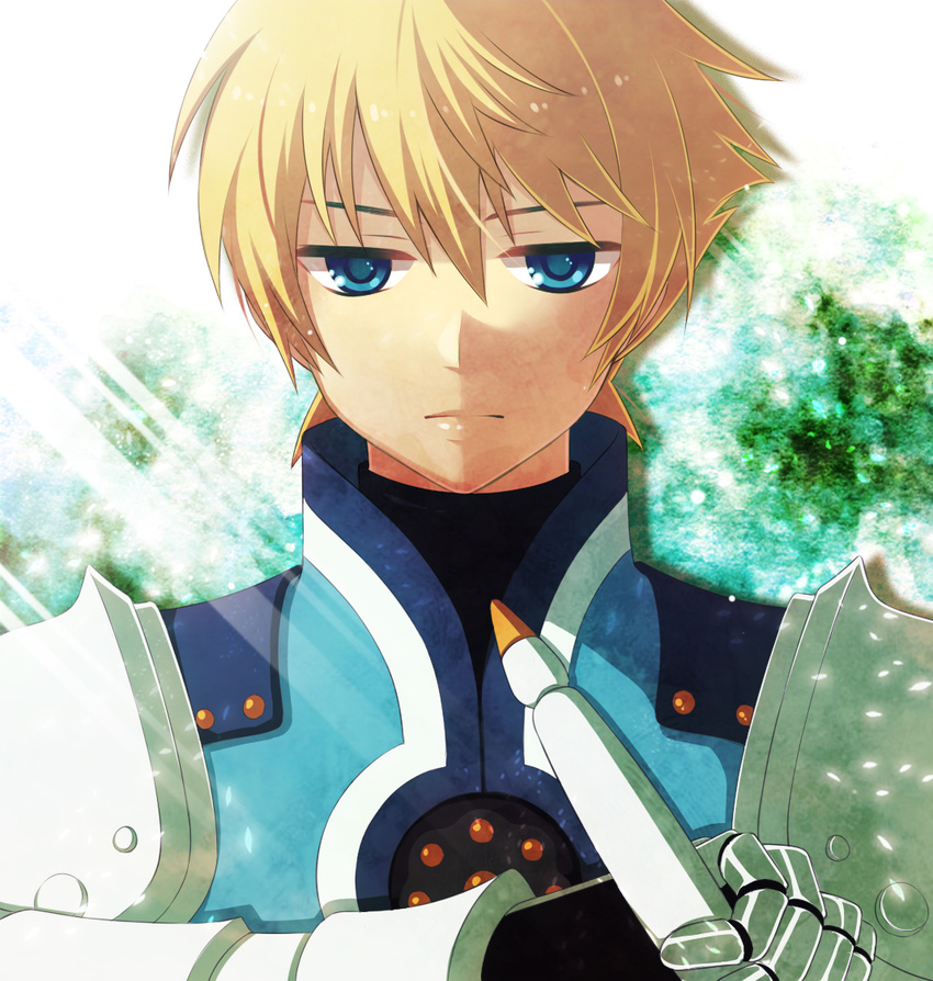 armor ayamisiro blonde_hair blue_eyes flynn_scifo frown gloves knight male_focus serious solo tales_of_(series) tales_of_vesperia