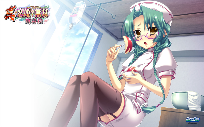 baseson kaku koihime_musou megane nurse stockings tagme thighhighs wallpaper