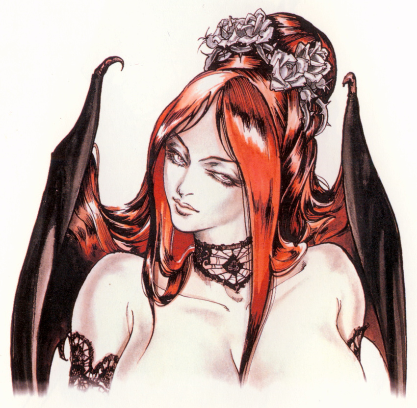 castlevania castlevania:_symphony_of_the_night cleavage kojima_ayami succubus_(castlevania) wings