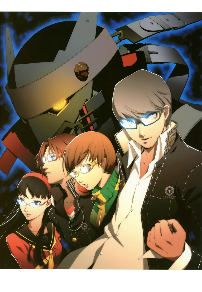 amagi_yukiko hanamura_yousuke megane megaten persona persona_4 satonaka_chie seta_souji soejima_shigenori