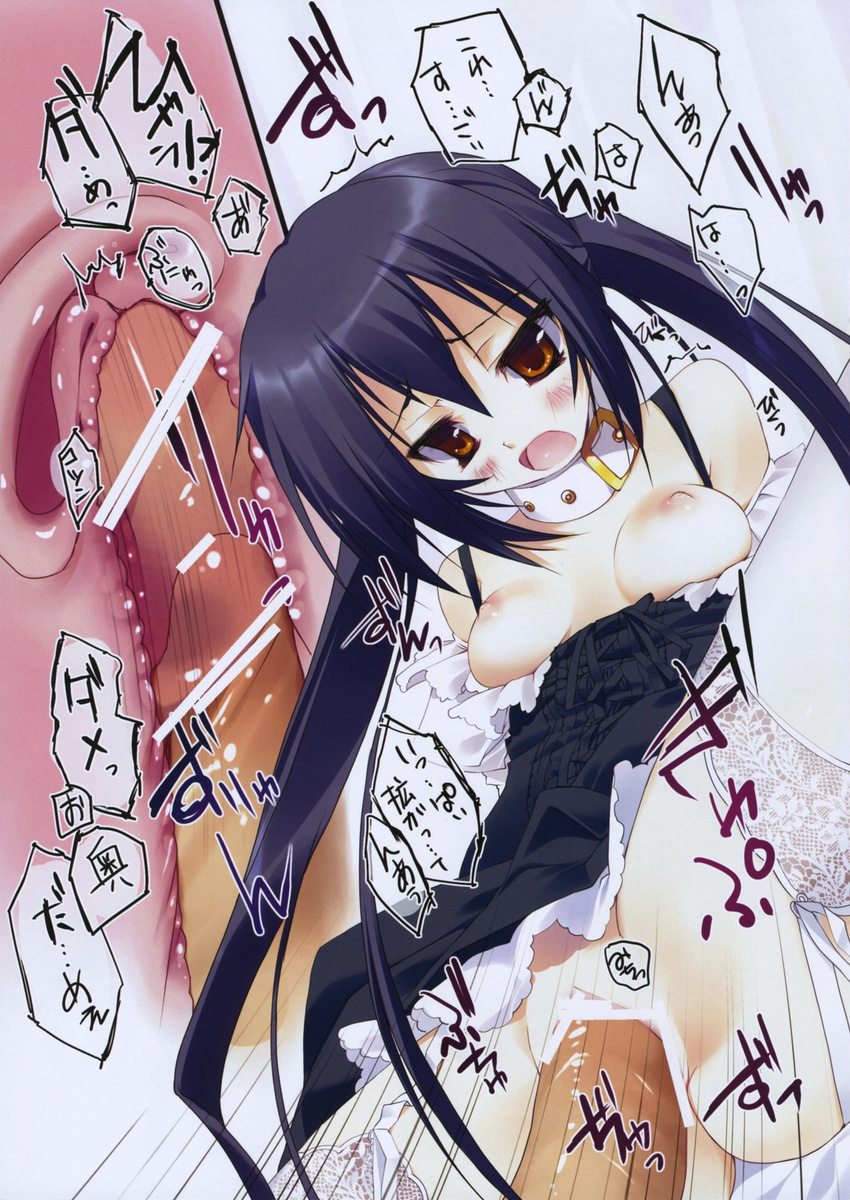 censored dress garter_belt k-on! nakano_azusa nipples nopan oppai penis private_garden sex stockings thighhighs tsurusaki_takahiro vagina