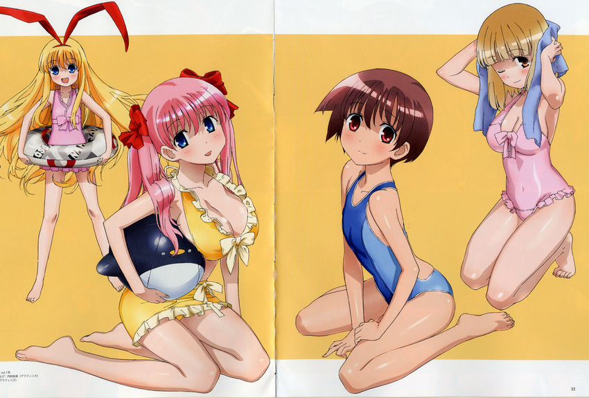 amae_koromo bikini cleavage crease fukuji_mihoko haramura_nodoka innertube miyanaga_saki mizugi saki scanning_artifacts screening