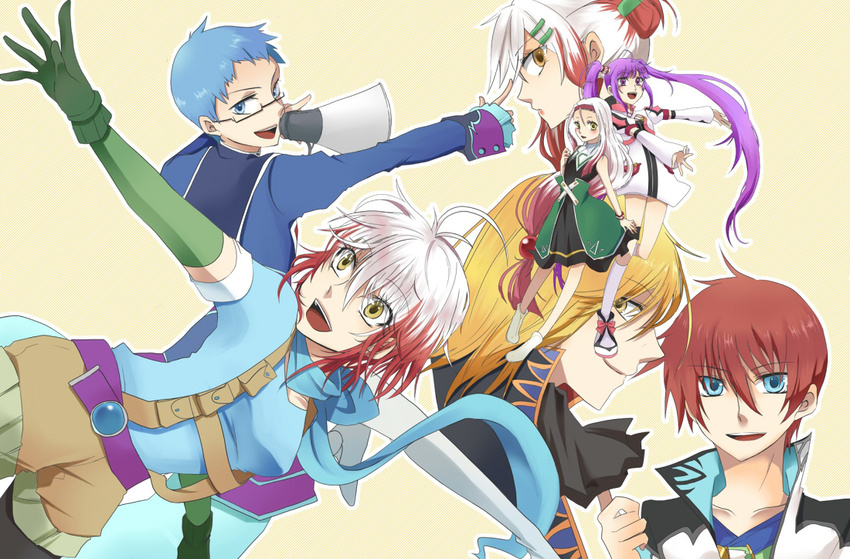 asbel_lhant blonde blue_eyes blue_hair brown_eyes brown_hair fourier gloves hubert_ozwell megane multicolored_hair pascal poisson purple_eyes purple_hair red_hair richard_(tales_of_graces) sophie_(tales_of_graces) tales_of_(series) tales_of_graces twin_tails two-tone_hair white_hair