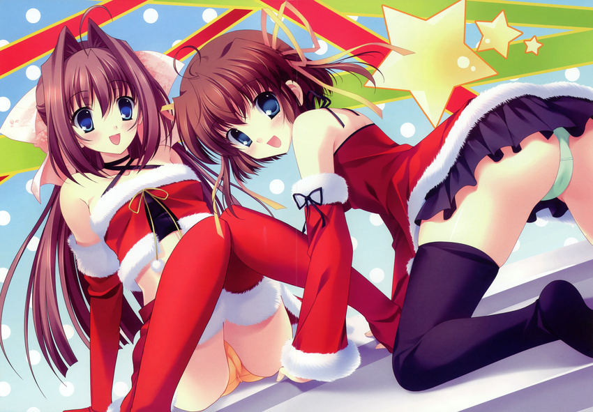 asakura_nemu asakura_otome cameltoe christmas crease da_capo da_capo_ii fixme kayura_yuka oshiri pantsu thighhighs yuitsuki_karin