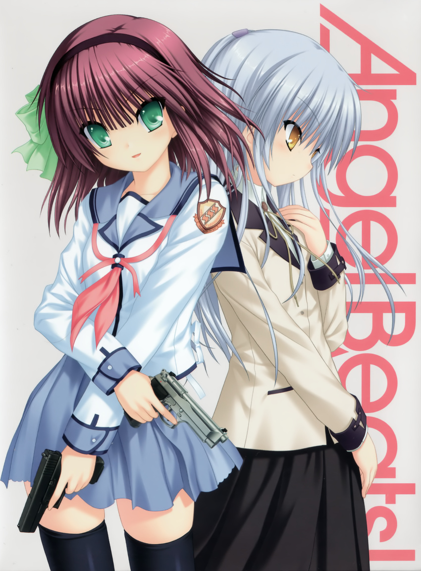 angel_beats! gun na-ga school_uniform tenshi thighhighs yurippe