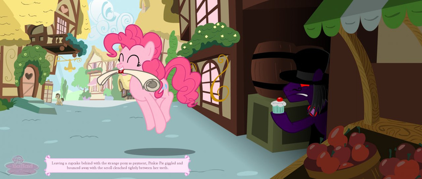 cupcake doctor_whoof_(mlp) doctor_whooves_(mlp) equine facial_hair female feral flamingo1986 friendship_is_magic fur hat horse male mammal mustache my_little_pony pink_fur pinkie_pie_(mlp) pony unknown_pony villain villainous