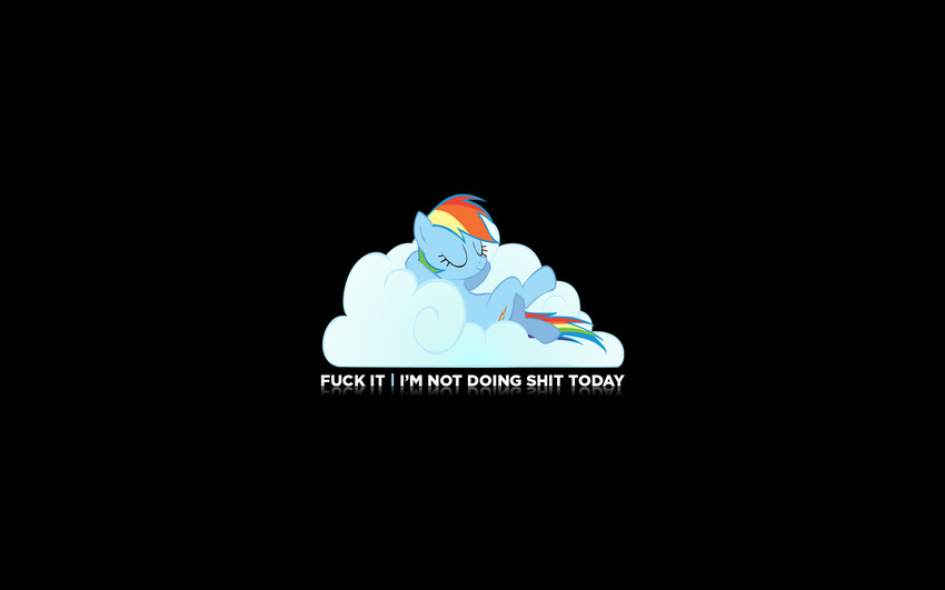 amazing awesome black_background cloud english_text equine female feral friendship_is_magic hair horse lazy lounge mammal multi-colored_hair my_little_pony plain_background pony rainbow_dash_(mlp) rainbow_hair relaxing solo text unknown_artist wallpaper widescreen