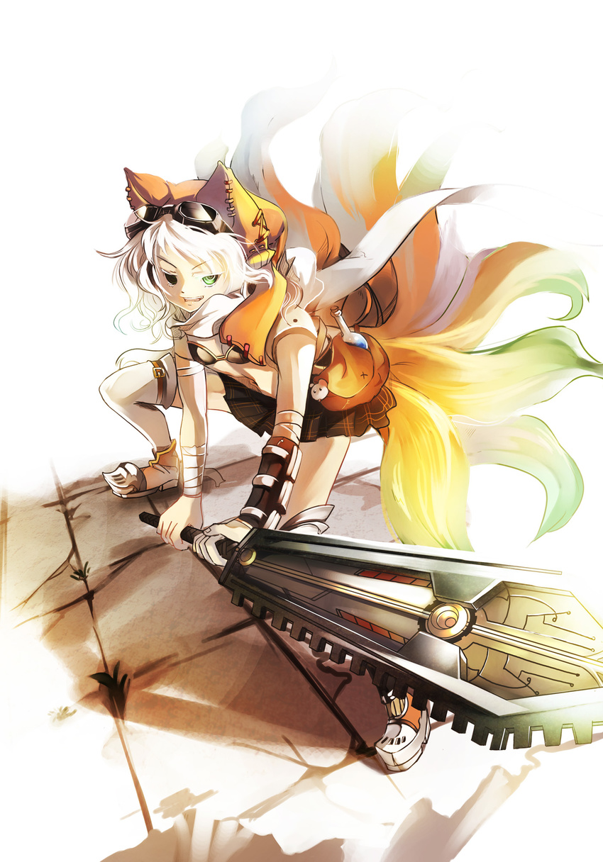 animal_ears bad_id bad_pixiv_id fuyouchu goggles highres original solo sword tail weapon white_hair