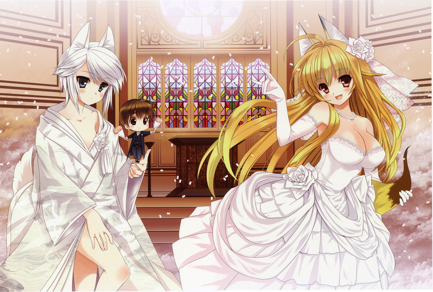 cleavage ezomori_nozomu kanokon kemonomimi koin oyamada_kouta wedding_dress