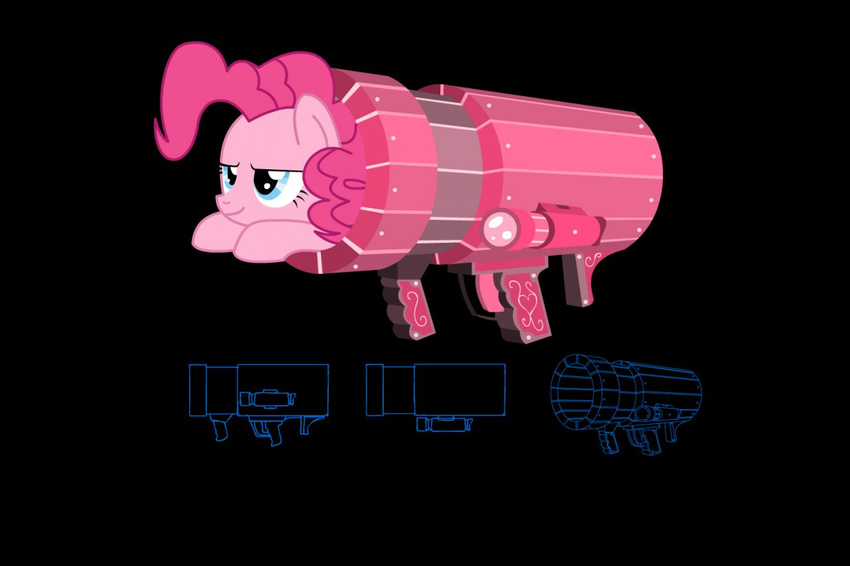 cannon equine female feral flamingo1986 friendship_is_magic fur hair horse mammal my_little_pony oh_bollocks pink_fur pink_hair pinkie_pie_(mlp) pony solo weapon