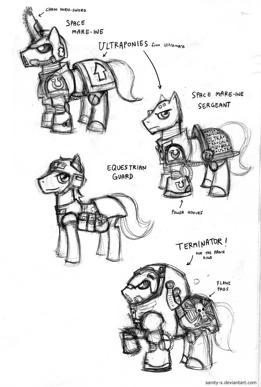 ambiguous_gender awesome chainsword epic equine horse mammal my_little_pony nothing_is_sacred parody plain_background pony sanity-x space_marine terminator_pony warhammer_(franchise) warhammer_40000 warhammer_40k white_background