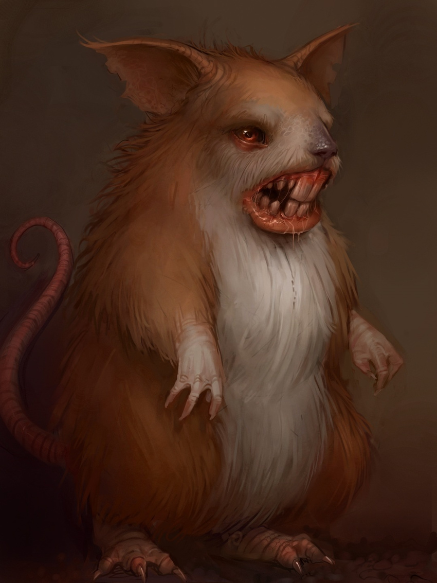 claws creepy drool drooling fangs fur gavin_mackey highres looking_at_viewer mammal nintendo pointy_ears pok&#233;mon pok&eacute;mon pokemon rat raticate realistic rodent saliva solo soupandbutter tail teeth video_games what_has_science_done