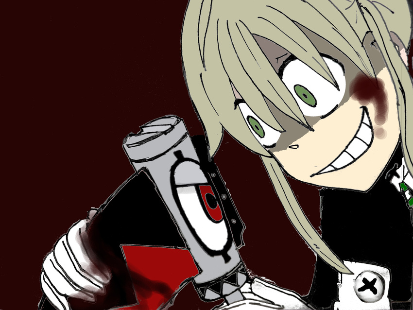 crazy_eyes green_eyes insane maka_albarn scythe soul_eater soul_eater_(character) soul_eater_evans you_gonna_get_raped