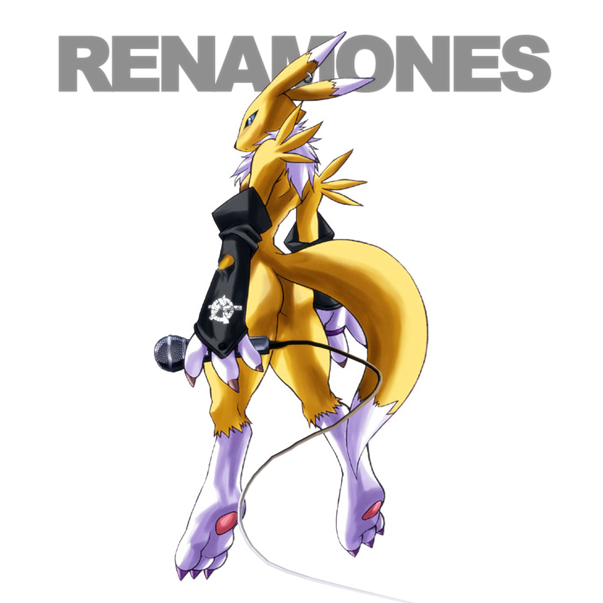 butt canine digimon edit female fox looking_at_viewer mammal microphone plain_background poorly_shopped renamon solo unknown_artist white_background
