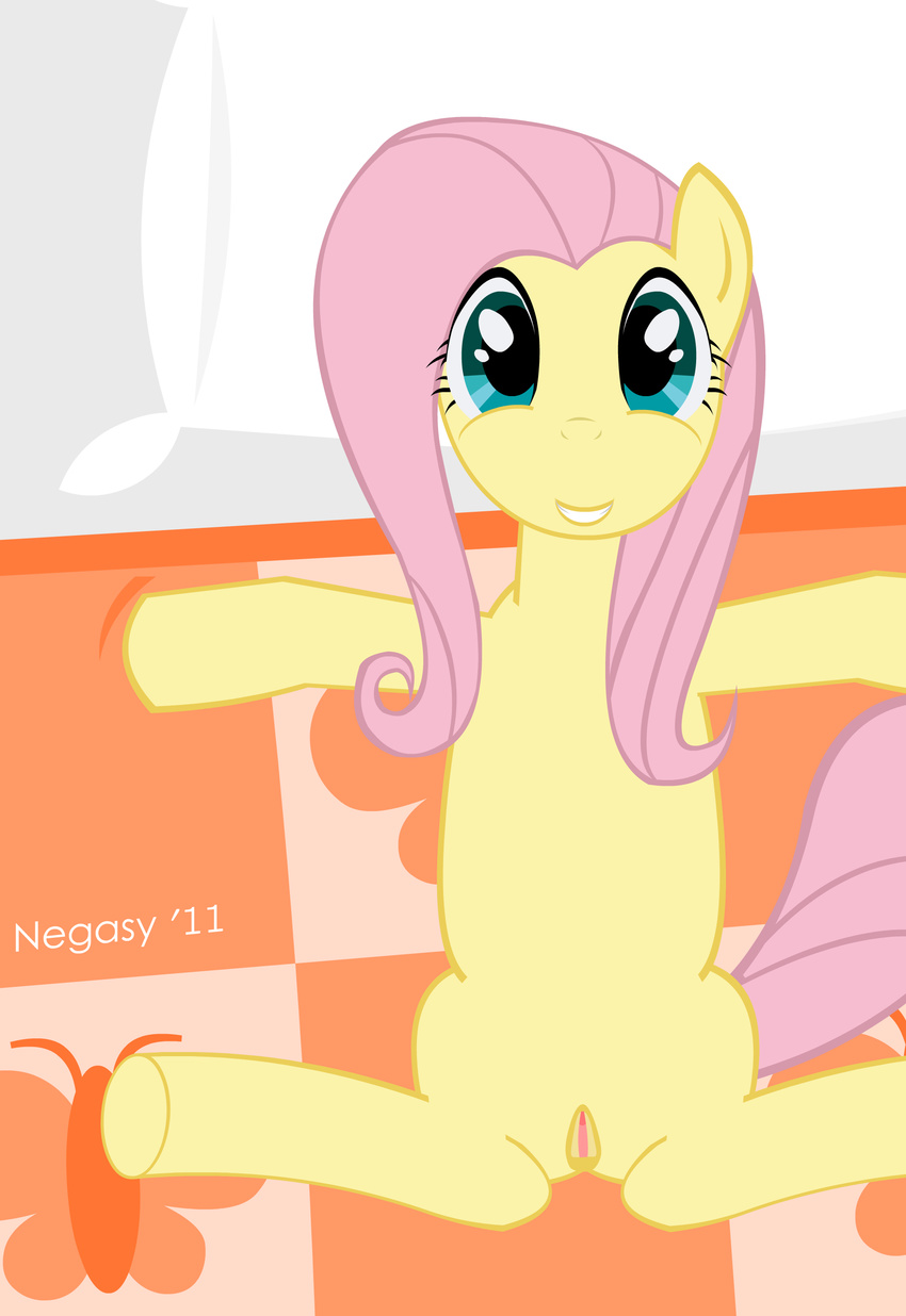 equine female feral fluttershy_(mlp) friendship_is_magic green_eyes hair hi_res horse mammal my_little_pony negasy pink_hair pony pussy solo