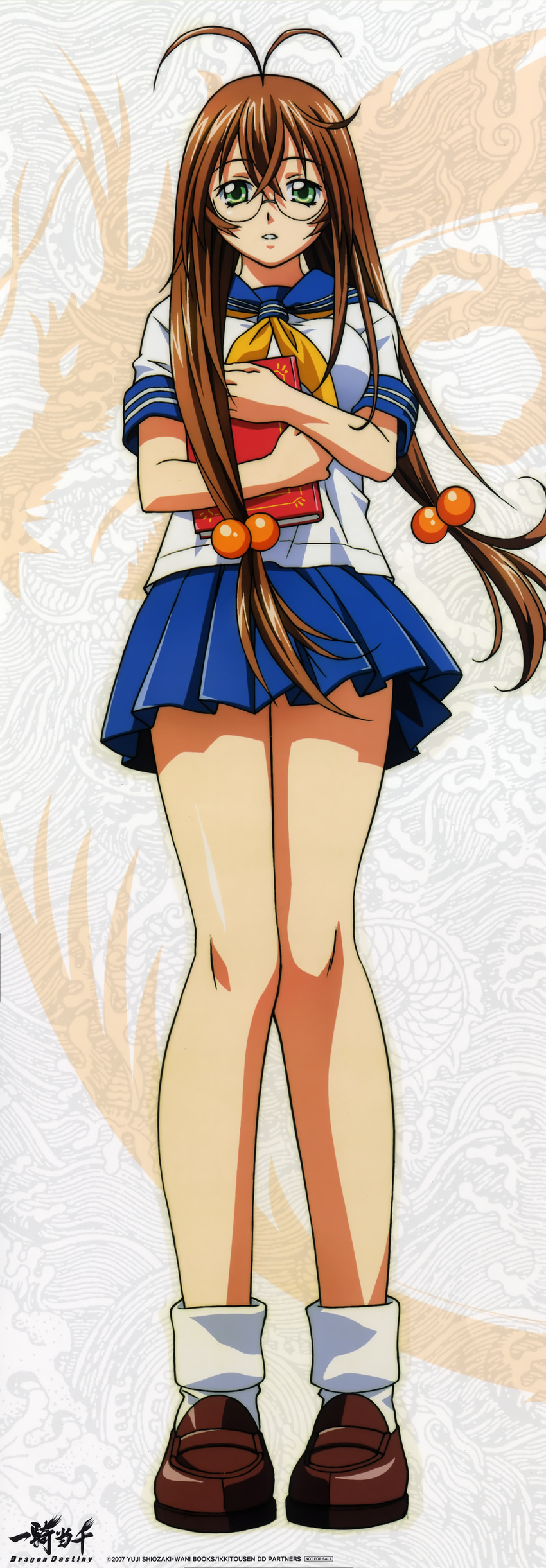 ikkitousen ikkitousen~dragon_destiny~ megane ryuubi_gentoku school_uniform stick_poster