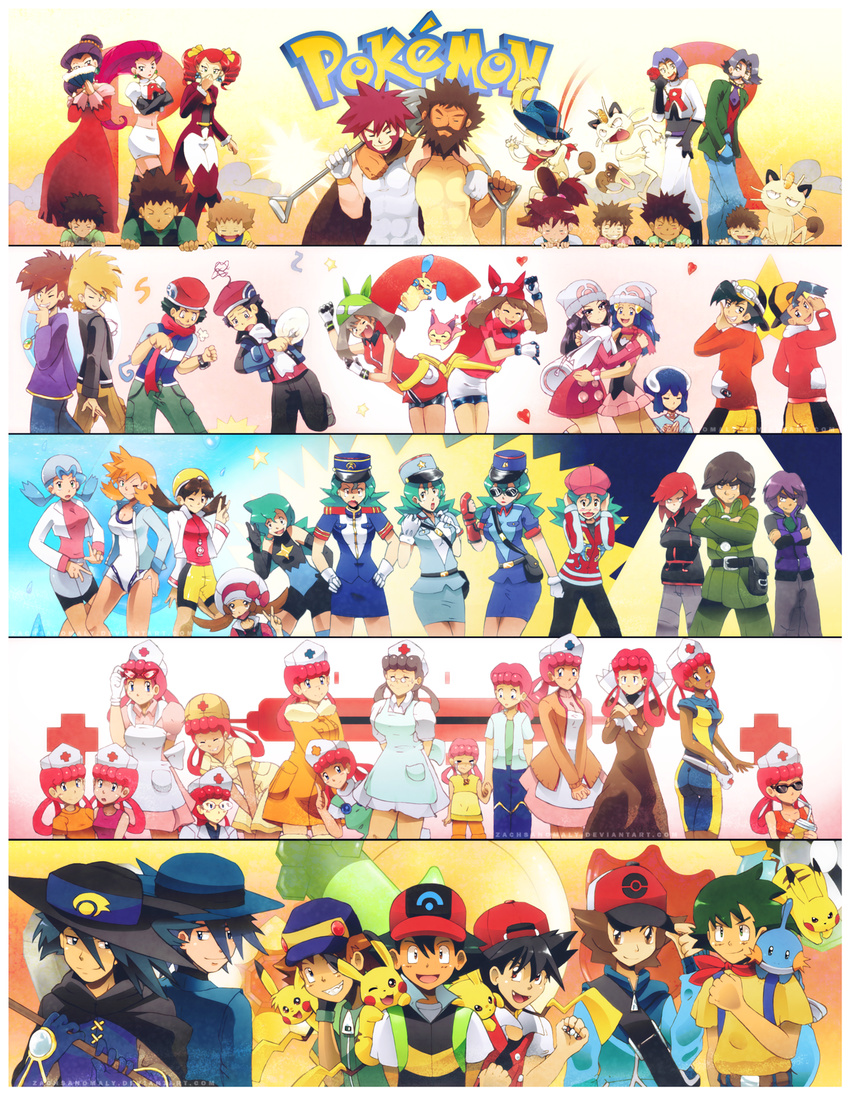 6+girls adjusting_eyewear apron arlon_(pokemon) ass backwards_hat bad_deviantart_id bad_id badge baseball_cap beard black_hair blue_eyes blue_hair boulder_badge breasts brown_eyes brown_hair cascade_badge character_request cleavage closed_eyes clothed_pokemon coat collarbone copyright_name crossover crying crystal_(pokemon) diamond_(pokemon) dress dual_persona earth_badge everyone facial_hair fangs gen_(pokemon) gen_1_pokemon gen_3_pokemon glasses gloves gold_(pokemon) green_hair grey_hair grin gym_leader_badge hair_between_eyes hair_ornament hairy_pikachu haruka_(pokemon) hat highres hikari_(pokemon) hiroshi_(pokemon) holding holding_poke_ball hug jindai_(pokemon) jirou_(pokemon) joy_(pokemon) junsaa_(pokemon) kasumi_(pokemon) kenta_(pokemon) kiyo_(pokemon) kojirou's_father_(pokemon) kojirou's_mother_(pokemon) kojirou_(pokemon) kotone_(pokemon) leon_(pokemon) look-alike looking_at_viewer marsh_badge medium_breasts meowth midriff miniskirt minun mudkip multiple_boys multiple_girls multiple_persona munoo_(pokemon) musashi_(pokemon) mustache navel nurse nurse_cap ookido_green ookido_shigeru orange_hair pika_(pokemon) pikachu pink_hair platinum_berlitz poke_ball pokemon pokemon_(anime) pokemon_(classic_anime) pokemon_(creature) pokemon_(game) pokemon_ag pokemon_dp_(anime) pokemon_dppt pokemon_emerald pokemon_gsc pokemon_hgss pokemon_m08 pokemon_platinum pokemon_rse pokemon_special pokemon_trainer police police_uniform policewoman puss_in_boots red_(pokemon) red_hair rumika_(pokemon) salvia_(pokemon) satoshi_(pokemon) shinji_(pokemon) silver_(pokemon) skirt skitty smile star sunglasses team_rocket thunder_badge tougan_(pokemon) touya_(pokemon) uniform volcano_badge winter_clothes zipper