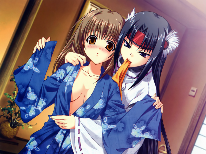 akaiito hal hatou_kei open_shirt senba_uzuki success wallpaper yukata yuri