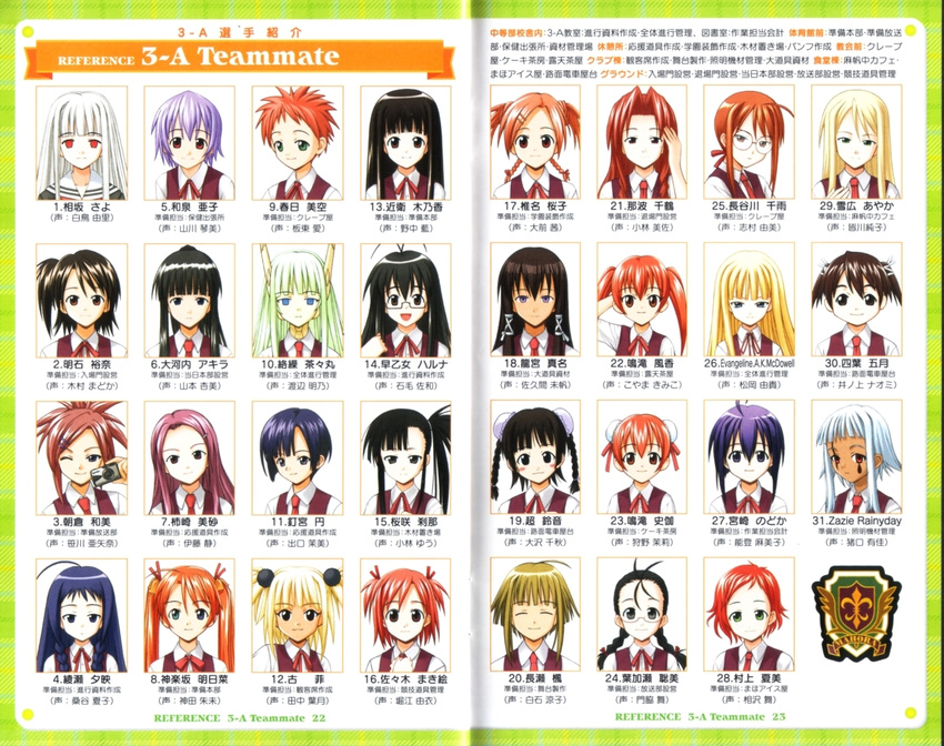 aisaka_sayo akashi_yuuna asakura_kazumi ayase_yue chao_lingshen evangeline_a_k_mcdowell hakase_satomi hasegawa_chisame heterochromia izumi_ako kagurazaka_asuna kakizaki_misa karakuri_chachamaru kasuga_misora konoe_konoka kugimiya_madoka kuu_fei mahou_sensei_negima! miyazaki_nodoka murakami_natsumi naba_chiduru nagase_kaede narutaki_fumika narutaki_fuuka oukouchi_akira sakurazaki_setsuna saotome_haruna sasaki_makie shiina_sakurako tagme tatsumiya_mana yotsuba_satsuki yukihiro_ayaka zazie_rainyday