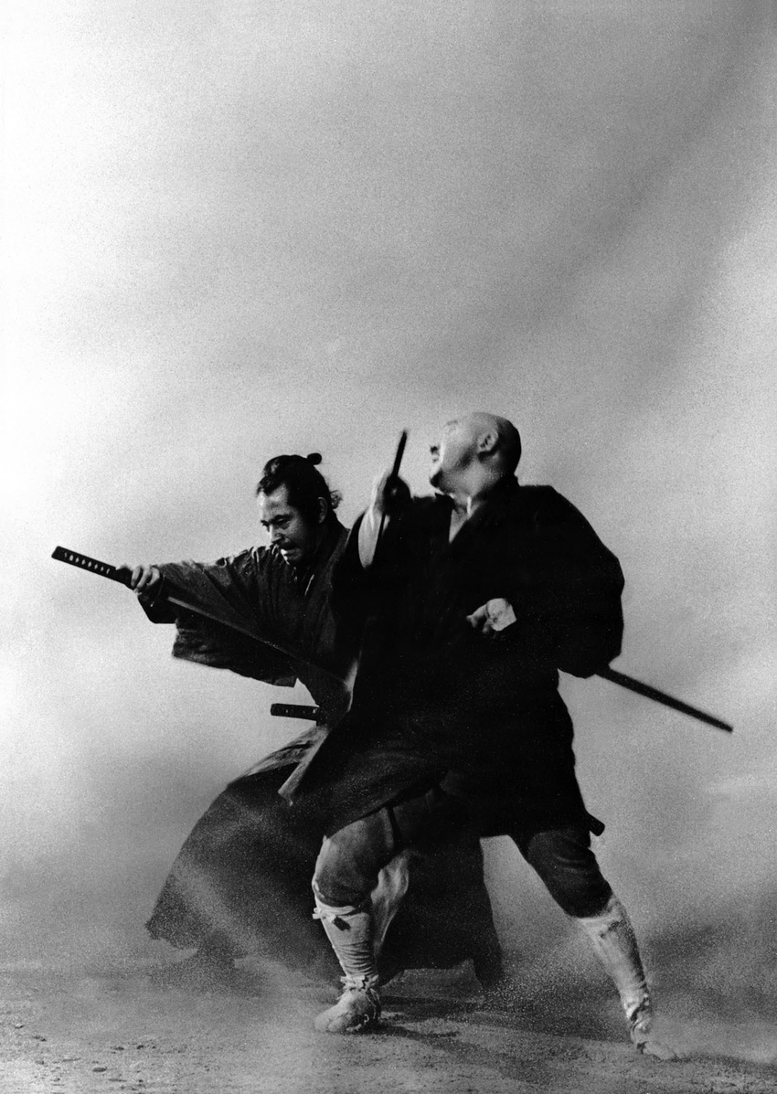 black_&amp;_white highres mifune_toshirou samurai sword weapon zatoichi