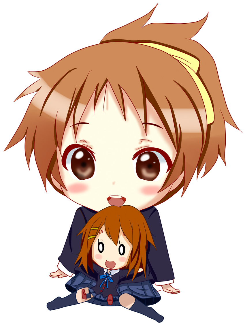 bad_id bad_pixiv_id brown_eyes brown_hair chibi doll highres hirasawa_ui hirasawa_yui k-on! kuena ponytail school_uniform short_hair solo