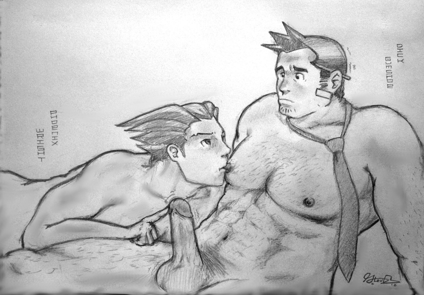ace_attorney dick_gumshoe phoenix_wright tagme