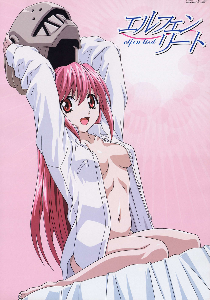 dress_shirt elfen_lied kishimoto_seiji lucy no_bra nopan open_shirt