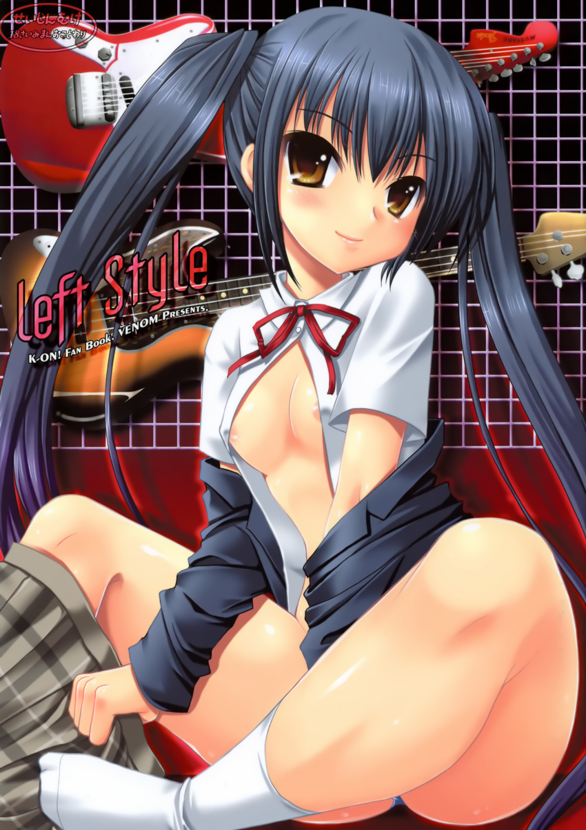 alto_seneka erect_nipples k-on! nakano_azusa no_bra open_shirt pantsu rusty_soul school_uniform venom