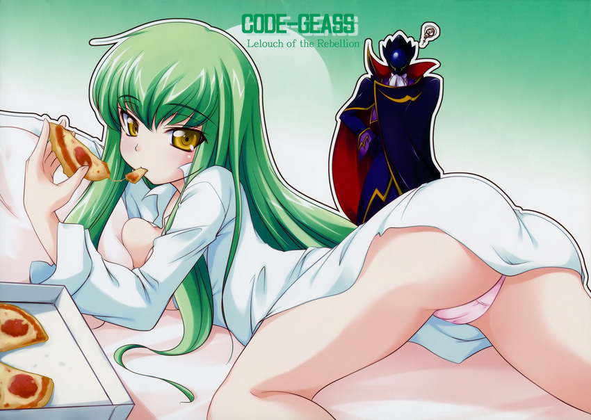 c.c. cleavage code_geass dress_shirt pantsu suzutsuki zero_(code_geass)